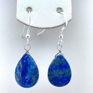 Stunning Lapis Lazuli Teardrop Earrings with New Sterling Silver Hooks